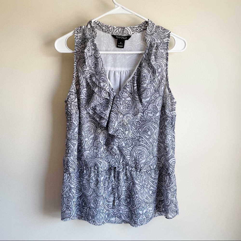 White House Black Market Metallic Ruffle Career Tank Top